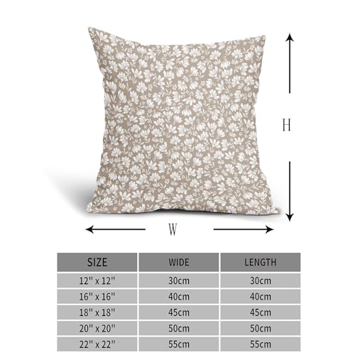 Kawani PILLOW-230223 Tan Khaki Beige Daisy Floral Pillow Covers 18X18 Inch Vintage Flowers Decorative Pillow Cases Set Of 2 Block Print Cotton Linen Throw Pillows Farmhouse Decor For Sofa Couch Porch Bed Cushion Outdoor thumb #3