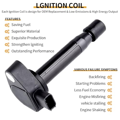 Image of 6PCS UF242 Ignition Coil Pack with Spark Plugs Compatible with 1999-2010 Acura CL EL MDX RL TL Honda Accord Civic Odyssey Pilot Ridgeline Saturn Vue V6 3.2L 3.5L L4 1.7L 3.0L
