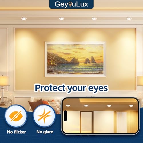 GeyouLux LED Einbaustrahler 230v Dimmbar 68-80mm 4.9W IP44 Ultra Flach LED Spots 3000K/4000K/6000K Deckenspots für Badezimmer Wohnzimmer 45°Schwenkbar Einbauleuchten Küche Spots Deckenleuchte 6er Set