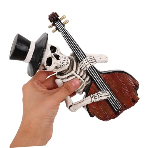 Zerodeko statuette de squelette avec violon décoration crâne résine - 5