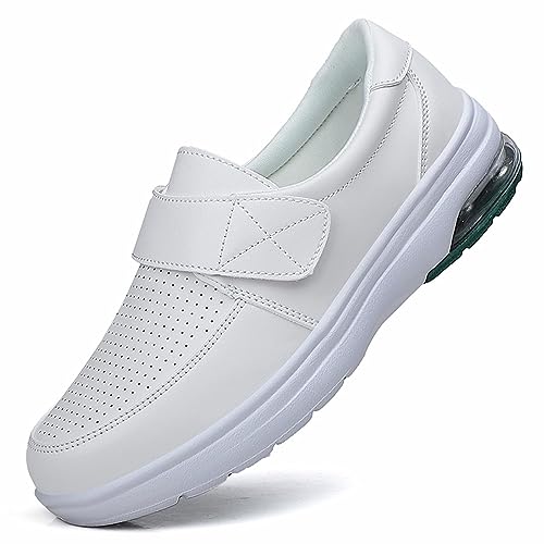 YUKTOPA Women's Healthcare Nursing Shoes Lightweight Comfortable Nurse Shoes Slip Resistant Food Service Work Shoes Restaurant Loafer Women size5.5 White 37