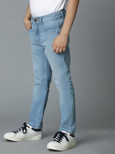 Image of Tales & Stories Boys Slim Fit Denim Jeans | 5-Pocket Stylish Mid-Rise Pants| Durable Cotton Denim Lycra with Button Closure | Casual Wear