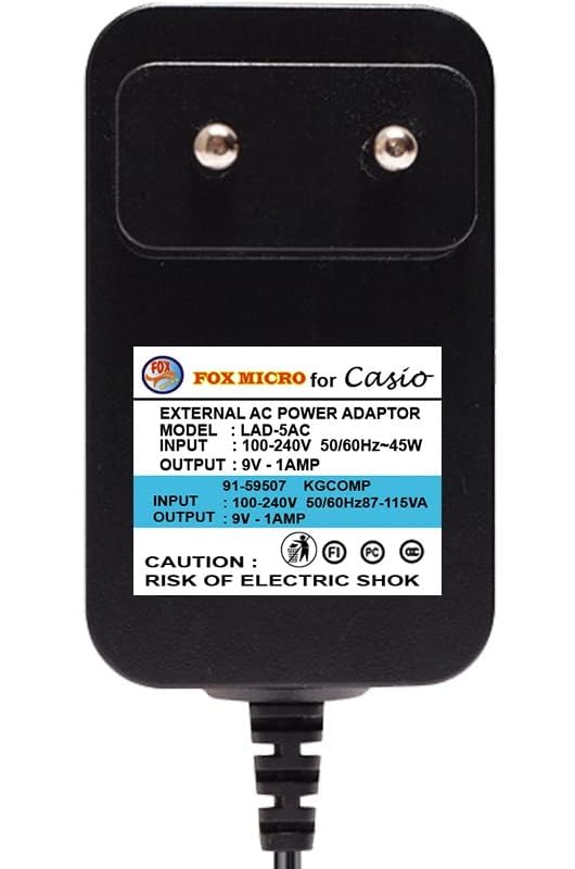 FOX MICRO Lad-5 (9V) Music Piano Adapter Compatible with Casio Keyboard, Black