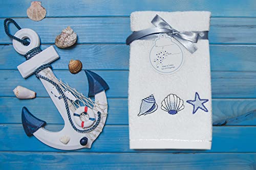 Classic Turkish Towels - Luxury Ocean Themed Fingertip Towels, 100% Turkish Cotton, Soft And Absorbent Bathroom Towels, Beach And Nautical Decor, 6-Piece Set - 12 X 20 Inches (Dolphins) #TOP5