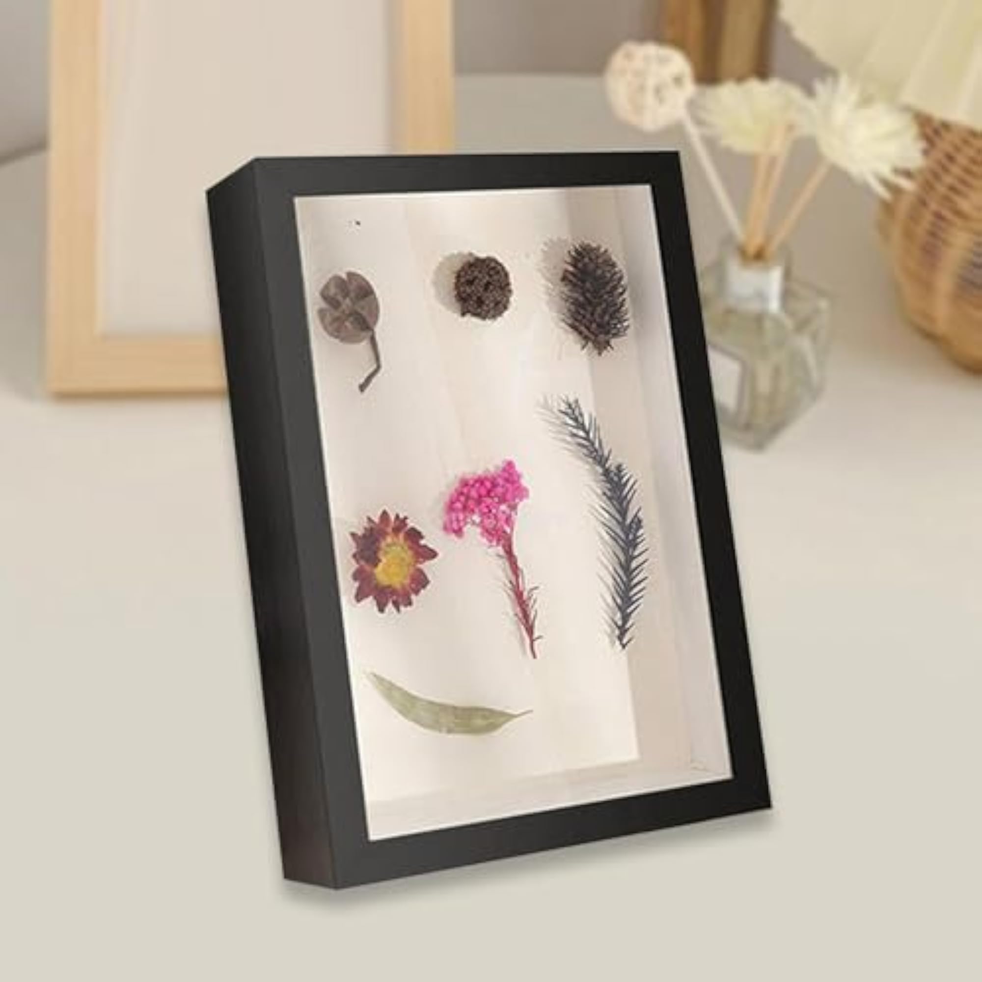 Shadow Box Frame for Dried Flowers, Black