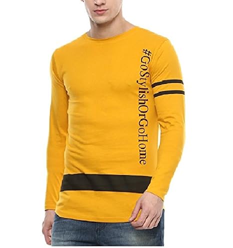 Yellow Full Sleeve Printed Slim Fit 