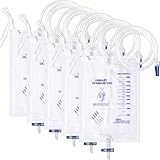 5 Pack Urine Collection Bag with 48-Inch Drainage Tube, 2000ml Capacity, Leak-Resistant with Cross-Shaped Valve and Hanging Strap, Soft PVC Material, Easy to Use