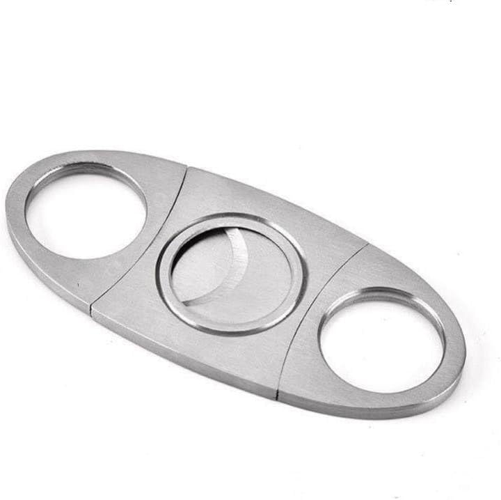 Cigar Cutter 3-in-1 Stainless Steel Round Scissors Slicer Portable Metal Smoking Accessories Tool Pocket Case(Silver)