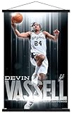 Trends International NBA San Antonio Spurs - Devin Vassell 24 Wall Poster with Magnetic Frame, 22.37" x 34.00", Print and Black Hanger Bundle