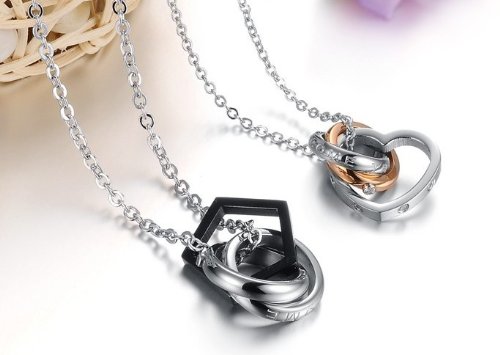 Sunnyhouse His & Hers Matching Set Titanium Stainless Steel My True Love To You Couple Pendant Necklace Korean Love Style In A Gift Box #TOP1