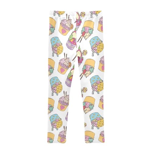 Fruity Thai Ice Cream Girls Leggings,Workout Leggings for Girls Toddler Athletic Leggings Size for 3-10T2