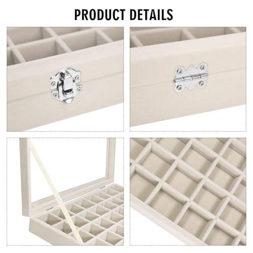 Velvet Jewelry Tray 48 Compartments Jewelry Display Organizer with Transparent Cover Rings, Earrings, Necklaces, Pendants Storage Box for Girls, Wives, Mothers, Women4