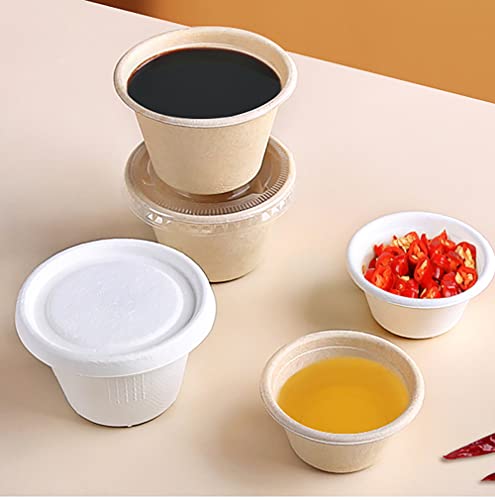 Cezoyx 300 Pack 2 Oz Natural Bagasse Fiber Cups, Disposable Paper Condiment Cups Compostable Tasting Cups, Sample Portion Cups For Jello Shot, Souffle, Condiment, Sauce #TOP7