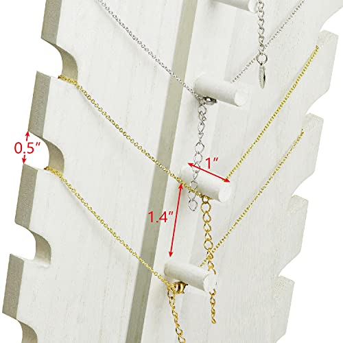 Mooca Lightweight Wooden Freestanding Necklace Easel Display Stand Holder Multiple Necklace Bust Necklace Display Stand Wooden Jewelry Display Stand For Necklaces, Wash White #TOP2