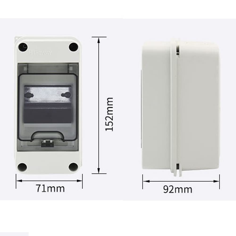 3 Way Distribution Protection Box, Waterproof Transparent Cover 3 DIN Rail Outdoor Distribution Junction Box 2Pcs