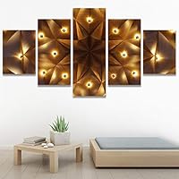 SIGNWIN 5 Panel Canvas Wall Art Linear Patterns for Home Decorations Ready to Hang - 60