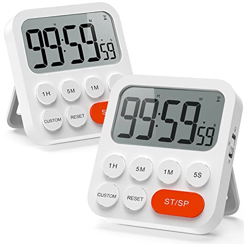 LIORQUE Temporizador de Cocina Digital Temporizador Multifunción con Función de Reloj, Ajuste Rapido, 3 Niveles de Volumen, Respaldo Magnético, Soporte Plegable