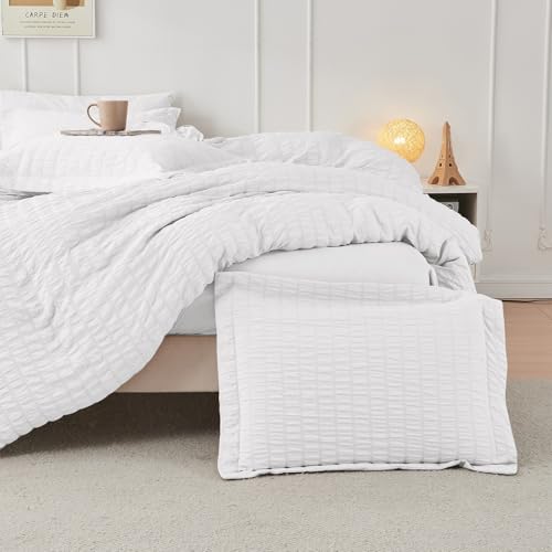 Jollyvogue 7- Pieces Queen Comforter Set, Comforter Set White Seersucker Bed In A Bag Queen thumb #3