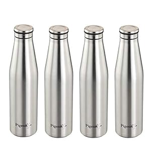 Pigeon Smiley Stainless Steel Fridge Bottle, 750ml, Set of 4, Silver
