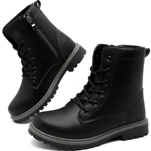 Lvptsh Damen Stiefel Wasserdicht Kurzschaft Reißverschluss Schnüren Stiefeletten Ankle Boots Frühjahr Herbst Winter Black EU39