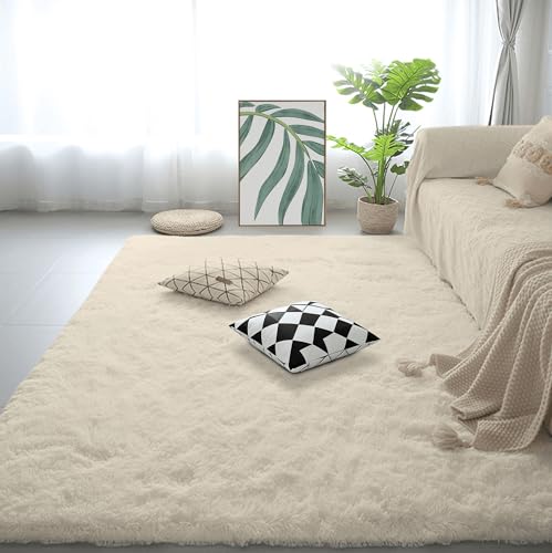 Tapis de salon lavable résistant aux taches couleur crème moderne - 2