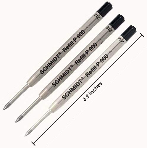 3 Pack UZI Tactical Pen Black Medium Point Ballpoint Pen Refills by Schmidt