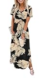 WIHOLL Spring Dresses for Women 2026 Flowy Maxi Dress Vacation Beach Clothes Floral Sundresses Loose Fit L