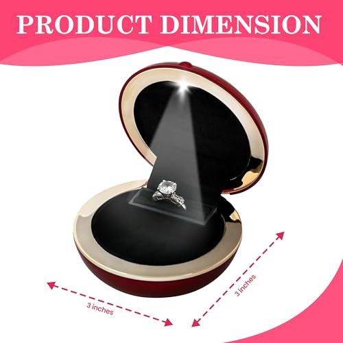 Boîte à bagues fine LED rouge luxe pour une demande en mariage d'exception