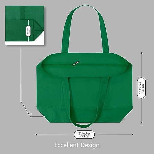 image for TOPDesign 1-Pack Canvas Tote Bag with an External Pocket, Reusable Gro