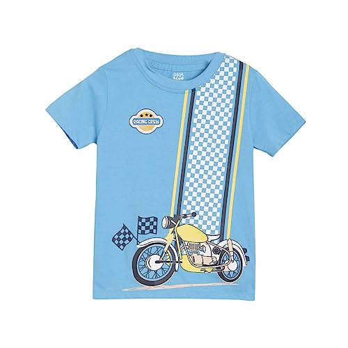 Image of miniklub Baby Round Neck Half Sleeve Knitted Cotton T-Shirt (Teal Color)
