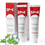 SP-6 Probiotic Whitening Toothpaste, SP-6 Probiotic Toothpaste, Enhanced Formula with 6 Probiotics for Teeth Whitening/Brightening, Enamel-Safe, Fluoride-Free, Fresh Mint Flavor, 4.9oz, 2Pack