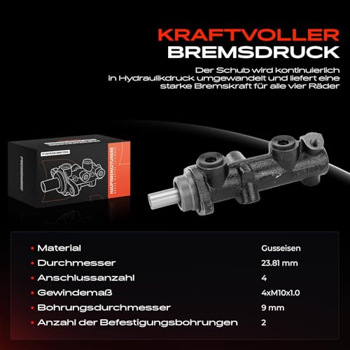 Frankberg Hauptbremszylinder Bremszylinder Kompatibel mit Transporter III 1.6L-2.1L Benzin/Diesel 1979-1992 Replace# 251611021B