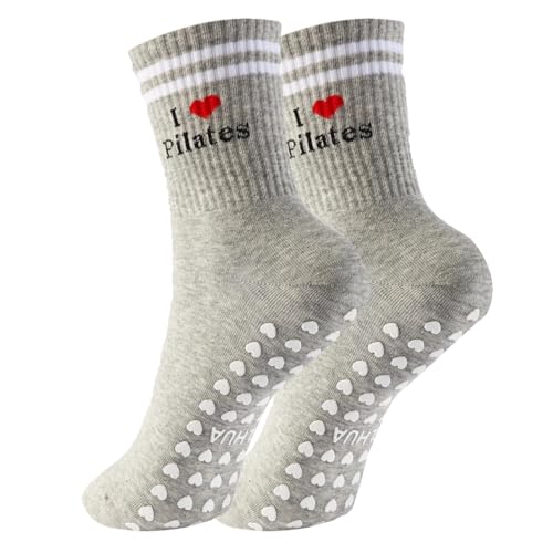 Image of Pilates Socks for Mother's Day,Women Pilates Heart Grip Socks Cuffs,Anti-Skid Cotton Grip for Ballet,Home,Studio 1Pair