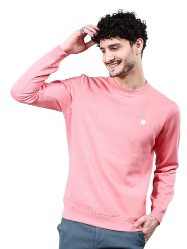 Image of The Indian Garage Co Pink Regular Fit Self Design Overhead Crewneck Sweatshirt