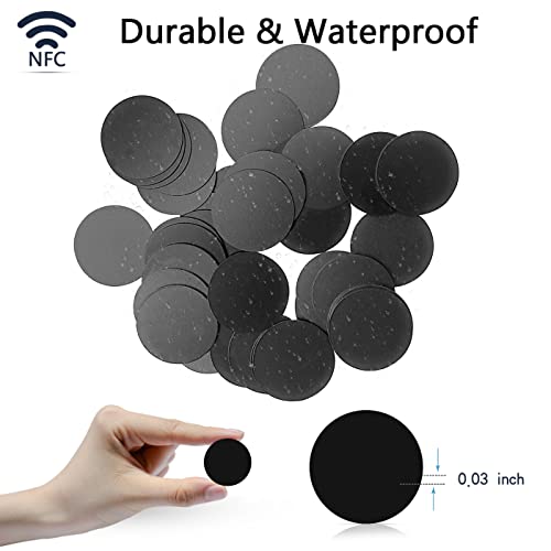 Image of 10pcs Black NTAG215 NFC Tags Round 25mm(1inch) NFC Business Card,Blank Waterproof PVC NFC Cards Tags,Compatible with NFC Enabled Mobile Phones & Device