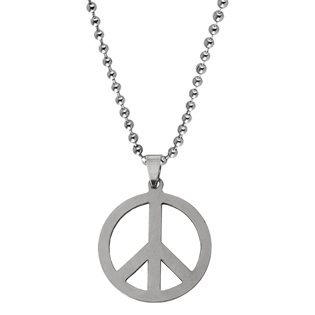 Bikers jewelry Antique Peace Sign Symbol Black And Silver Stainless Steel Pendant Necklace Chain LC008-image-26