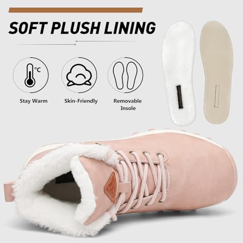 Image of Mishansha Snow Boots for Women - Waterproof Winter Hiking Boots with Warm Fur Lining, Anti-Slip Sole, Insulated Outdoor Cold Weather Booties