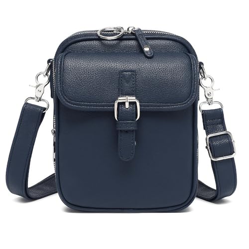 Crossbody Leather Bag, Adjustable Strap Vintage Anti Theft Shoulder Bag with 10 Card Slots Fashion Backpack