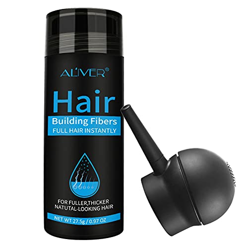 Aliver Hair Building Fibers Spray Pump 2-in-1 Kit Set (Dark Brown) Natural Hair Loss Concealer For Men and Women, Premium Hair Building Formulation