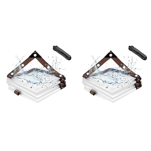 Kznifmk 2X Lonas Impermeables Transparentes de 6.6x6.6 Pies, Lona con Lonas Transparentes para Patio, para Cubrir Gallinero, Porche, Dosel, Planta, Camping