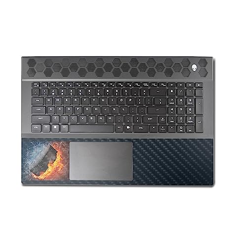 Image of MightySkins Carbon Fiber Skin Compatible with Alienware M18 R1 (2023) Full Wrap Kit - Hockey Fire | Protective, Durable Textured Carbon Fiber Finish | Easy to Apply & Change Styles | Made in The USA