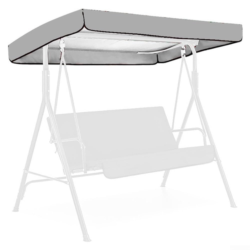 ZUZZEE Garden Swing Replacement Canopy for 2-3 Seater Outdoor Swing Seat, Weatherproof Polyester Sun Protection Cover, Grey(142 * 120 * 18cm)