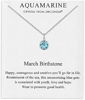 Philip Jones March (Aquamarine) Birthstone Necklace Created with Zircondia® Crystals