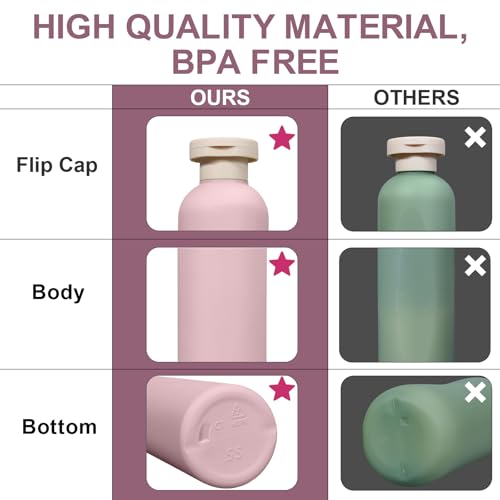 Image of ASEVAT Leak Proof Travel Bottle with Flip Cap, Shampoo and Conditioner Bottle Set, Refillable Containers for Lotion, Cream Shampoo (Green+Blue+Pink, 3.4 Ounces)