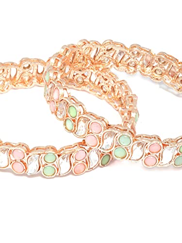 Women's Set of 2 Coloured Stones Bangles, Elegant Gift