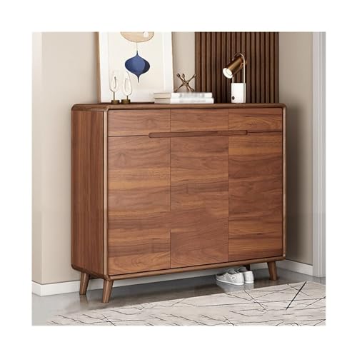 Shoe Rack Shoe Storage Cabinet with Door and Drawer, Sturdy Entryway Shoe Cabinet with Solid Wood Frame, Freestanding Shoe Organizer Shoe Organizer (Color : Walnut Color, Size : 140x37