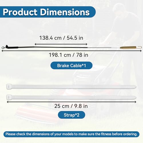 Bularie 133-1998 Brake Cable Compatible with Toro TimeMaster Lawn Mower 21199 20976 20978 21200 21199HD 21811 21810 – Blade Brake Cable with 2 Straps for Toro Timemaster 30\" self Propelled Lawn Mower - Thumbnail 4