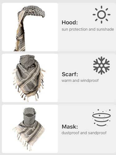 Image of FREE SOLDIER Scarf Military Shemagh Tactical Desert Keffiyeh Head Neck Scarf Arab Wrap with Tassel for Men Women