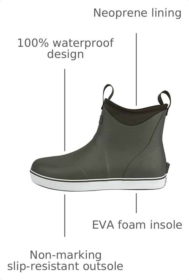 Image of Buoy Boots Men's Waterproof Rubber Fishing & Deck Boots, Ankle Rain Boots