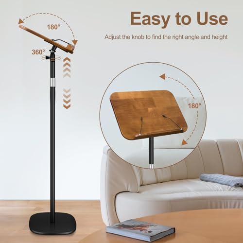 Soporte de bambú para libros con altura ajustable que previene el dolor de cuello 2